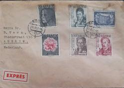 Çekoslovakya 1957 ZARF  Hollanda'ya bir doktora yollanılmış  iki seri 6 pul olarak ,Nadir.