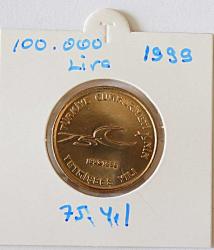 Türkiye Cumhuriyeti 1999 Yılı 100.000 Lira Cumhuriyetin 75. Yılı Hatıra Parası (1375)