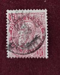 Belçika 1887 Kral Leopold _damgalı