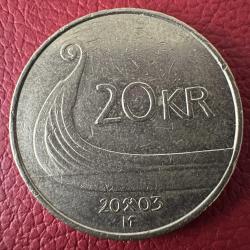 Norveç 20 Kron 2003. (94 TL Kur Değeri Vardır) Tedavül