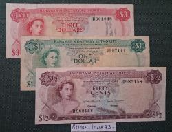 BAHAMAS - 1/2 CENT - 1 DOLAR - 3 DOLAR - 1968 - VERY CLEAR