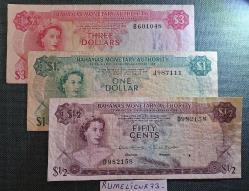 BAHAMAS - 1/2 CENT - 1 DOLAR - 3 DOLAR - 1968 - VERY CLEAR