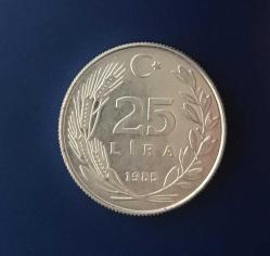 1985 CUMHURİYET MADENİ PARALARI ,25 LİRA ÇİLLL