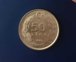1986 CUMHURİYET MADENİ PARALARI 50 LİRA ÇİLLL