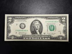 2017 A ABD 2 DOLAR YEŞİL MÜHÜR ORİJİNAL KAĞIT PARASI  ÇİL  TCM 5535