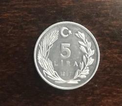 1987 CUMHURİYET MADENİ PARALARI 5 LİRA ÇİLLL / TARİH NOKSAN - ERÖRR