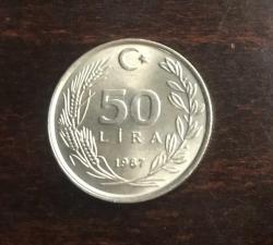 1987 CUMHURİYET MADENİ PARALARI 50 LİRA ÇİLLL
