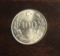 1987 CUMHURİYET MADENİ PARALARI 100 LİRA ÇİLLL
