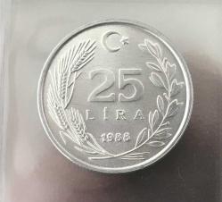 1988 CUMHURİYET MADENİ PARALARI 25 LİRA ÇİLLL