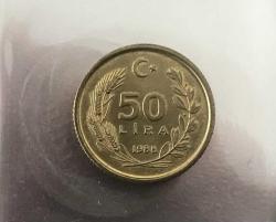 1988 CUMHURİYET MADENİ PARALARI 50 LİRA ÇİLLL
