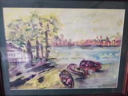 61x49cm Ayse perran yeseren imzalı karısık teknik tablo