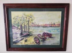 61x49cm Ayse perran yeseren imzalı karısık teknik tablo