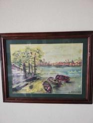 61x49cm Ayse perran yeseren imzalı karısık teknik tablo