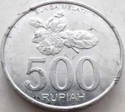 Endonezya 2003 500 Rupiah Yasemin Çiçeği (Bunga Melati) Figürlü Alüminyum