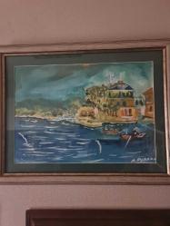 60x46cm Ayse perran yeseren imzalı karısık teknik tablo