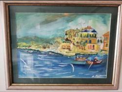 60x46cm Ayse perran yeseren imzalı karısık teknik tablo