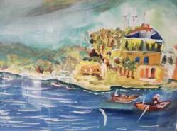 60x46cm Ayse perran yeseren imzalı karısık teknik tablo