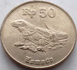 Endonezya 1995 50 Rupiah Komodo Ejderi Temalı Pirinç-Pirinç Kondisyon