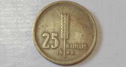 TÜRKİYE CUMHURİYETİ 1944 25 KURUŞ ( ÇÇT)