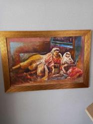 68x47cm eski İmzalı yagliboya tablo.