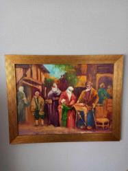 60x47cm cm eski İmzalı yagliboya tablo.