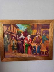 60x47cm cm eski İmzalı yagliboya tablo.