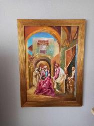 66x49cm eski yağlıboya İmzalı tablo