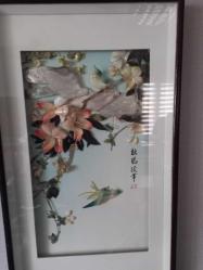 1960lardan 61x36cm cam yüzey sedef japon tablo