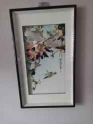 1960lardan 61x36cm cam yüzey sedef japon tablo