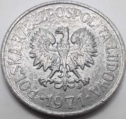 Polonya Halk Cumhuriyeti 1971 20 Groszy Kartal Armalı Alüminyum