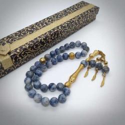8mm Mat Sodalit Taşı 33'lü Tespih - Özel Metal Aksamlı