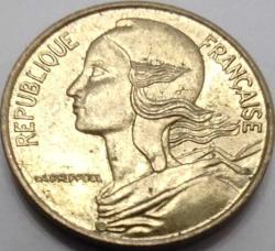 Fransa 1975 5 Centimes Marianne ve Bereket Boynuzu Temalı Alüminyum-Bronz