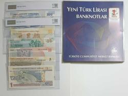 8.EMİSYON A01 SERİSİ YTL PARA SETİ ÇİL KONDİSYONDA MERKEZ BANKASI ALBÜMÜNDE
