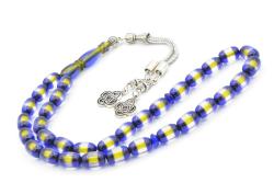 Kapsül Kesim Sarı Lacivert Sürmeli Sıkma Kehribar Tesbih