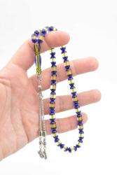 Kapsül Kesim Sarı Lacivert Sürmeli Sıkma Kehribar Tesbih