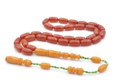 Ahmet Emin Yapımı Osmanlı Model Koyu Turuncu Sıkma Kehribar Tesbih