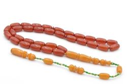 Ahmet Emin Yapımı Osmanlı Model Koyu Turuncu Sıkma Kehribar Tesbih