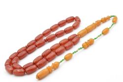 Ahmet Emin Yapımı Osmanlı Model Koyu Turuncu Sıkma Kehribar Tesbih