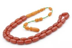 Ahmet Emin Yapımı Osmanlı Model Koyu Turuncu Sıkma Kehribar Tesbih