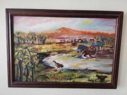 68x48cm Ayse Perran Yeseren imzalı karışık teknik tablo