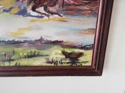 68x48cm Ayse Perran Yeseren imzalı karışık teknik tablo