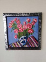 60x60cm Ayse perran yeseren imzalı karışık teknik/akrilik tablo