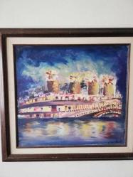 Ayse perran yeseren imzalı akrilik tablo 72x65cm.