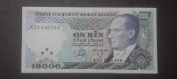 7.Emisyon 10000 Lira (10 Bin/ ON Bin) -K59 - Mimar Sinan görselli arka yüz  10.000 Türk Lirası