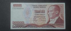 7.Emisyon 20000 Lira ( 20bin Türk Lirası /  Yirmi Bin) -C51 - Merkez Bankası görselli arka yüz  20.000 Türk Lirası - Mavi Binlik