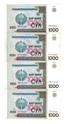 Özbekistan 1000 Som 2001 (4 Adet) ÇÇT YKP8473