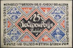 Nadir Almanya Bielefeld 25 Mark 1921 İpek Notgeld