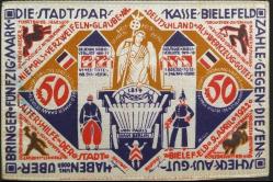 Almanya Biefeld 50 Mark 1922 İpek Notgeld