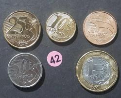 Brezilya Madeni Para Seti  ÇİL ÇİL (Tedavül) 1-5-10-25-50 Centavo 1 Real Coin set