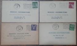 Modern Distributors Amerika Satış Promosyonu Vintage Posta Kartları 1940-45 yılları Pullu 4 adet Kart